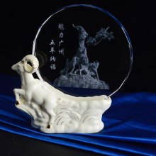 广州五羊陶瓷奖牌，水晶奖牌制作，公司优秀员工奖牌表彰，可刻字