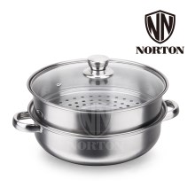 NORTON 诺顿凡克多用蒸汤锅B家用多层煲汤锅蒸锅蒸格蒸笼蒸屉带玻璃盖燃气电磁炉通用 28cm