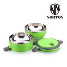 NORTON 诺顿宝克保温便当盒B家用学生保温饭盒儿童餐具双层圆形餐盒便当盒不锈钢饭桶手提防漏易清洗 1400ml