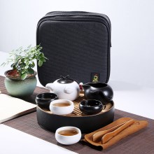 定窑陶瓷茶壶一两旅行杯户外人一包便携式旅游套装功夫茶具器泡茶