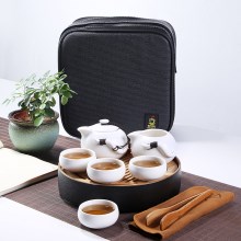 定窑陶瓷茶壶一两旅行杯户外人一包便携式旅游套装功夫茶具器泡茶