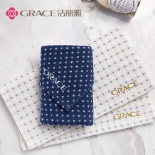 洁丽雅纯棉单面纱布背面毛圈毛巾 双层无捻小格洗脸面巾