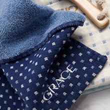 洁丽雅纯棉单面纱布背面毛圈毛巾 双层无捻小格洗脸面巾